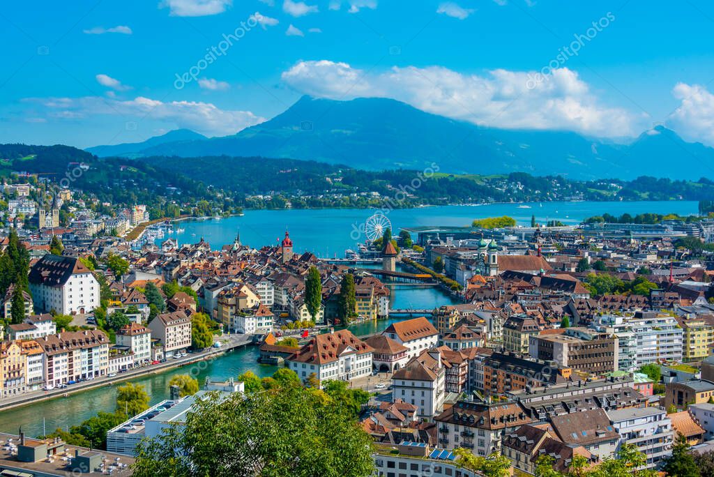 Elegant lakeside hotel in Lucerne with promenade